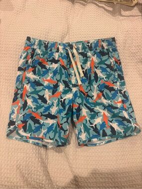 Fair Harbor youth L (9-10) Multicolor Shark-Print Swim Shorts